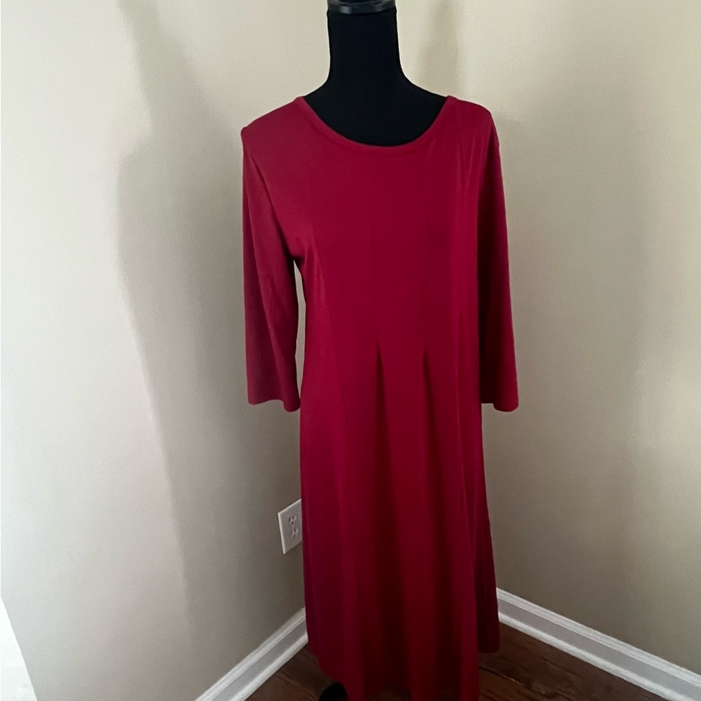 Elegant burgundy Women's Dress 3/4 Sleeve